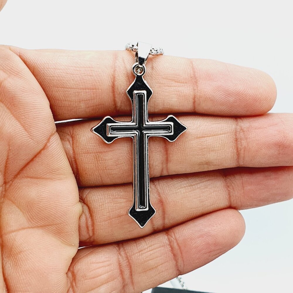 ❤️Cross Nail Chain scarecrow gothic Necklace, N90201P122 - Picture 4 of 11